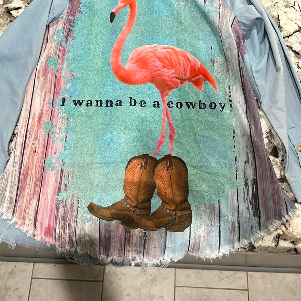 Flamingo Graphic Denim Jacket